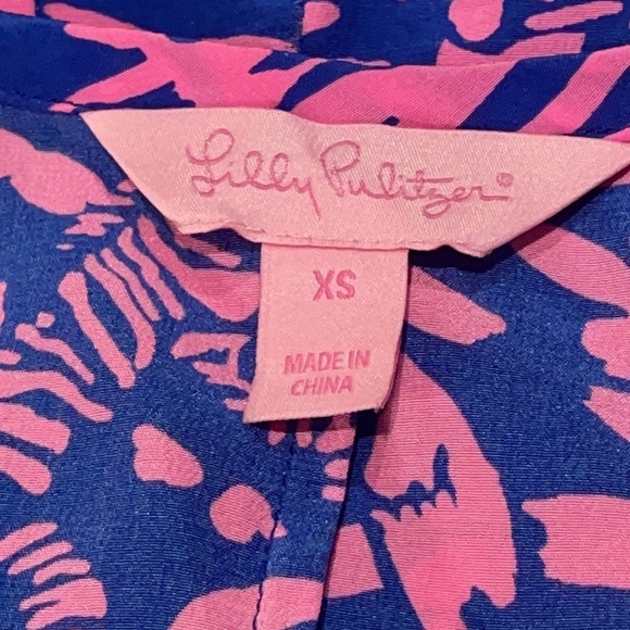 Lilly Pulitzer Silk Dress Blue and Pink Zebra In Grass Betty Racer Back XS - Picture 12 of 16